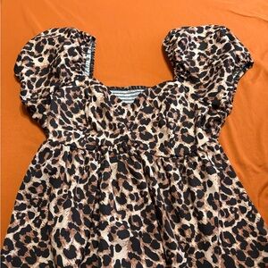 SHEIN Leopard Print Puff Sleeve Blouse